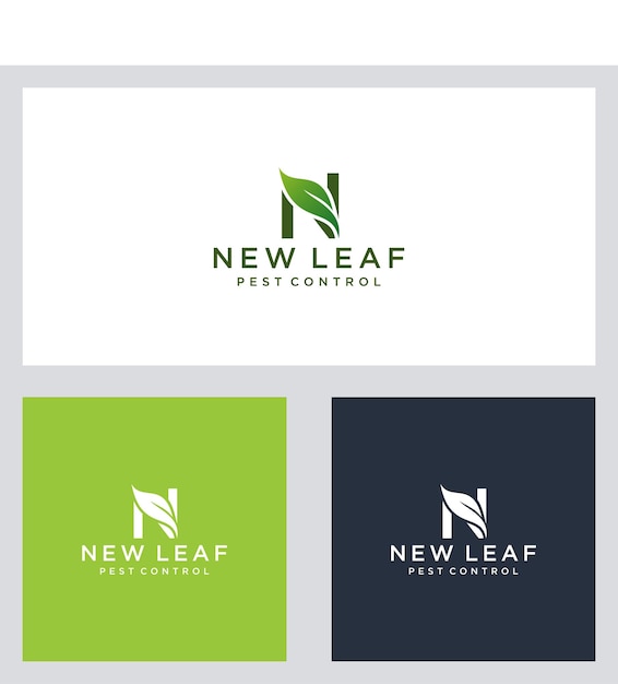 Vector logotipo de hoja de letra n