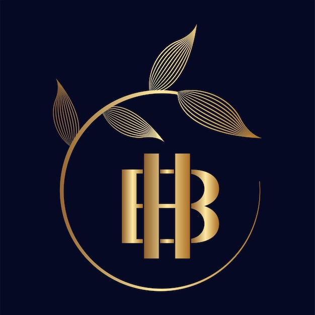 Logotipo de hoja de lujo BH o HB