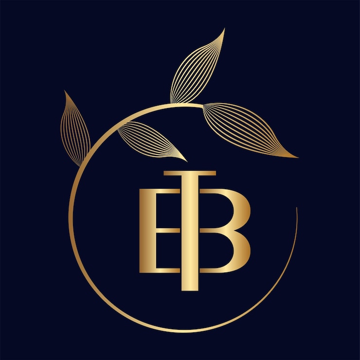 Vector logotipo de hoja de lujo bt o tb