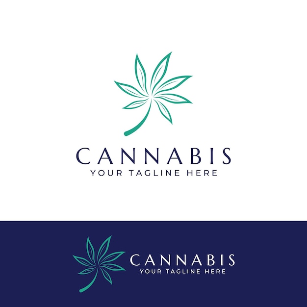 Logotipo de hoja de marihuana o cannabis o diseño de vector de plantilla de ilustración