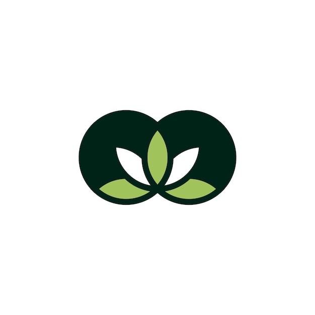 logotipo de hoja de mezcla de dos círculos naturales