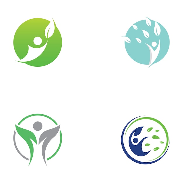 Logotipo de hoja de naturaleza humana Logotipo de combinación de hoja y humano con concepto de vector de ilustración de plantilla