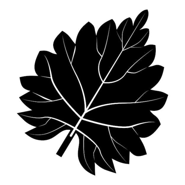 Logotipo de hoja de ortiga negra con hojas y venas redondeadas