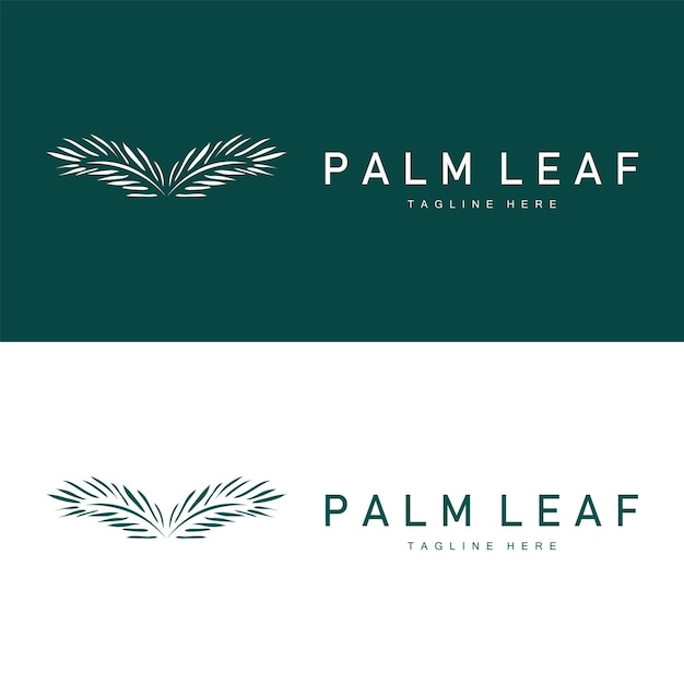 Logotipo Hoja Palma Diseño Planta Verde Plantilla Ilustración Vectorial