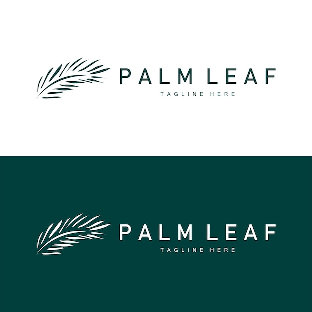 Logotipo Hoja Palma Diseño Planta Verde Plantilla Ilustración Vectorial