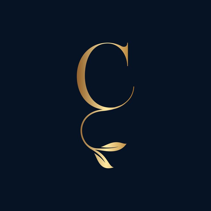 Vector logotipo de hoja premium de lujo letra c