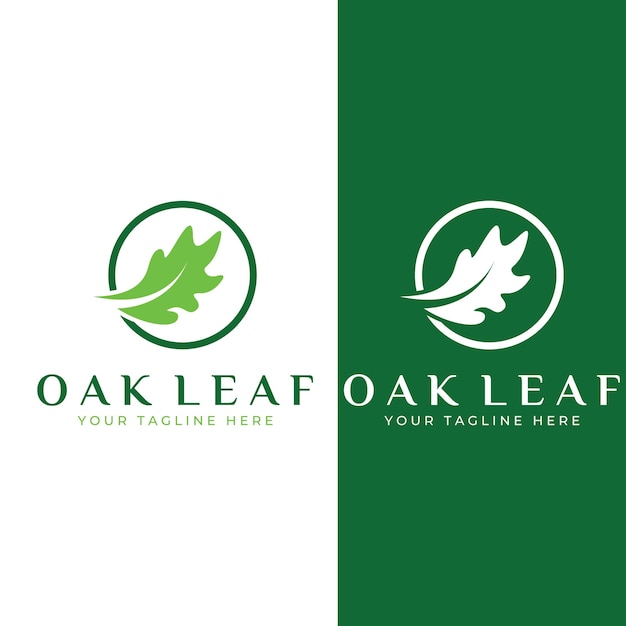 Logotipo de hoja de roble otoñal y logotipo de árbol de roble Con edición fácil y simple de ilustración vectorial