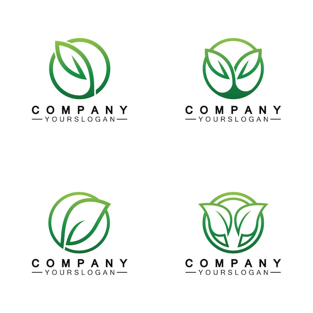 Logotipo de hoja simple dentro del círculo con un estilo de diseño de arte lineal mínimo