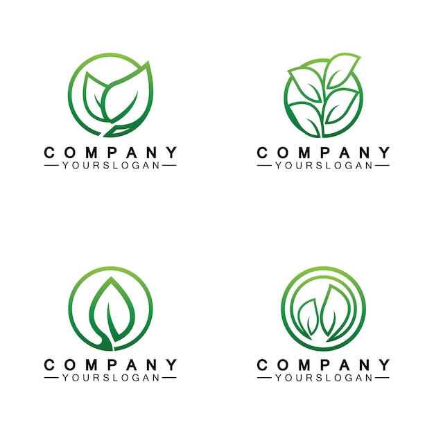 Logotipo de hoja simple dentro del círculo con un estilo de diseño de arte lineal mínimo