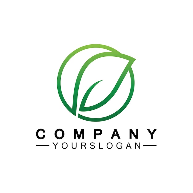 Logotipo de hoja simple dentro del círculo con un estilo de diseño de arte lineal mínimo