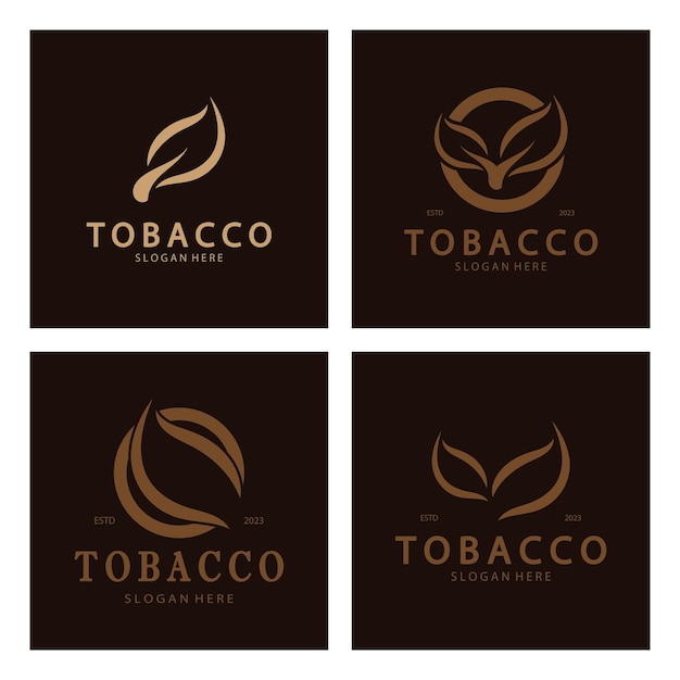 Logotipo de hoja de tabaco vector de diseño de plantilla de logotipo de cigarrillo de tabaco y campo de tabaco