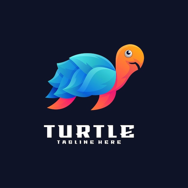 Logotipo de hoja de tortuga con una tortuga en la parte superior