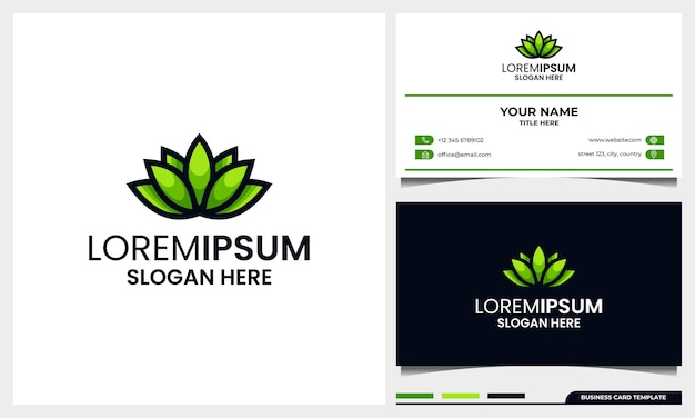 Logotipo de hoja u hojas abstracto y moderno con plantilla de diseño de tarjeta de visita