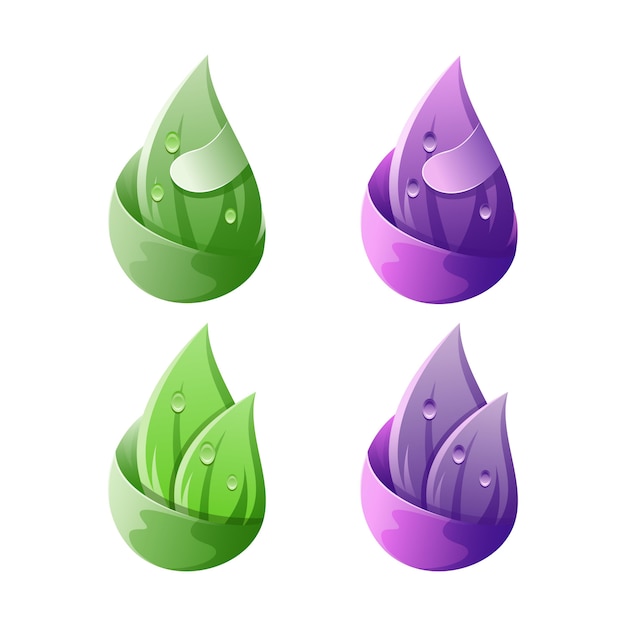 Logotipo de hoja verde agua