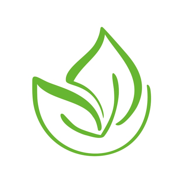 Logotipo de hoja verde de té Ecología naturaleza elemento vector icono símbolo Eco vegano bio caligrafía dibujado a mano ilustración