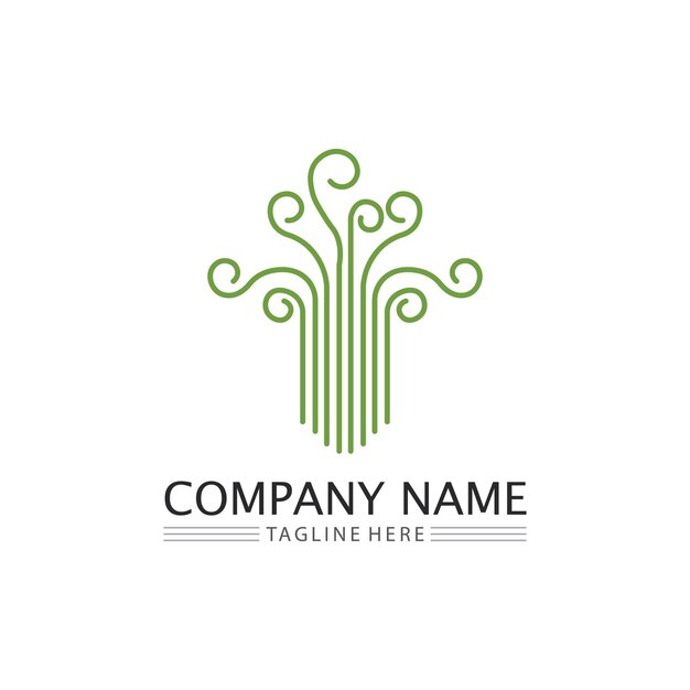 LOGOTIPO DE HOJAS Y ÁRBOLES NATURALES PARA EL DISEÑO DE ECOLOGÍA DE PLANTAS VERDES DE VECTORES DE NEGOCIOS