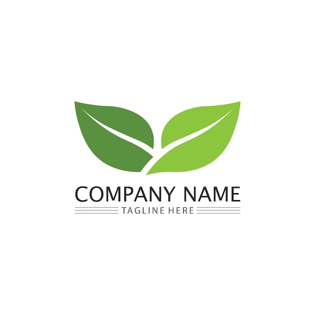 Logotipo de hojas y árboles naturales para el diseño de ecología de plantas verdes de vectores de negocios
