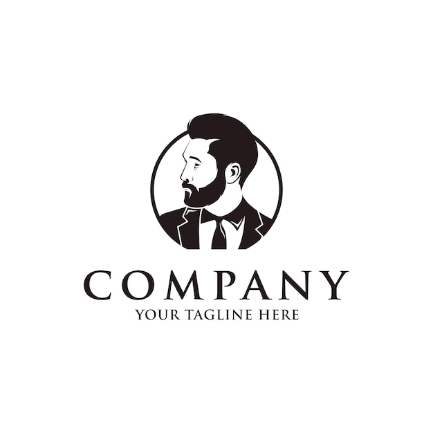 logotipo de hombre barba cool