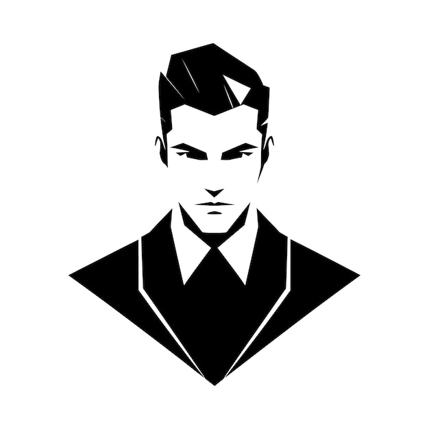 Logotipo de hombre de negocios en blanco y negro Ilustración vectorial