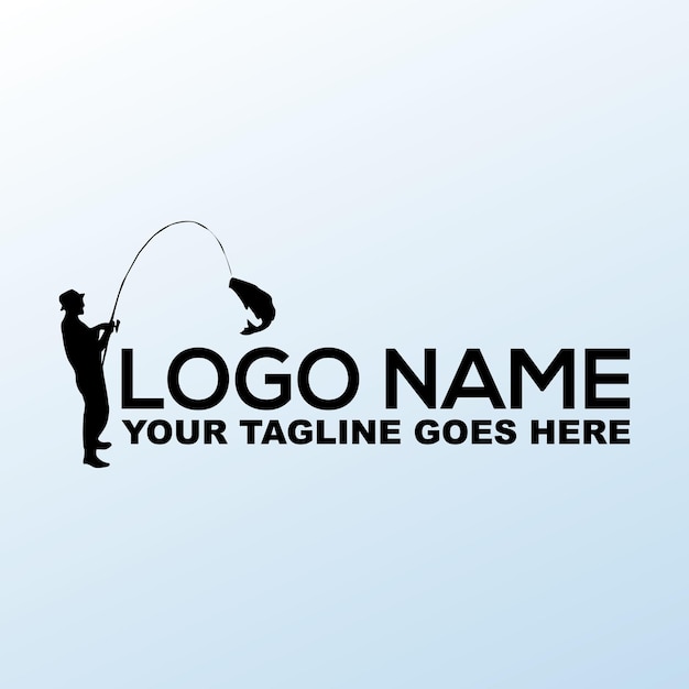 un logotipo para un hombre pescando con una caña de pescar