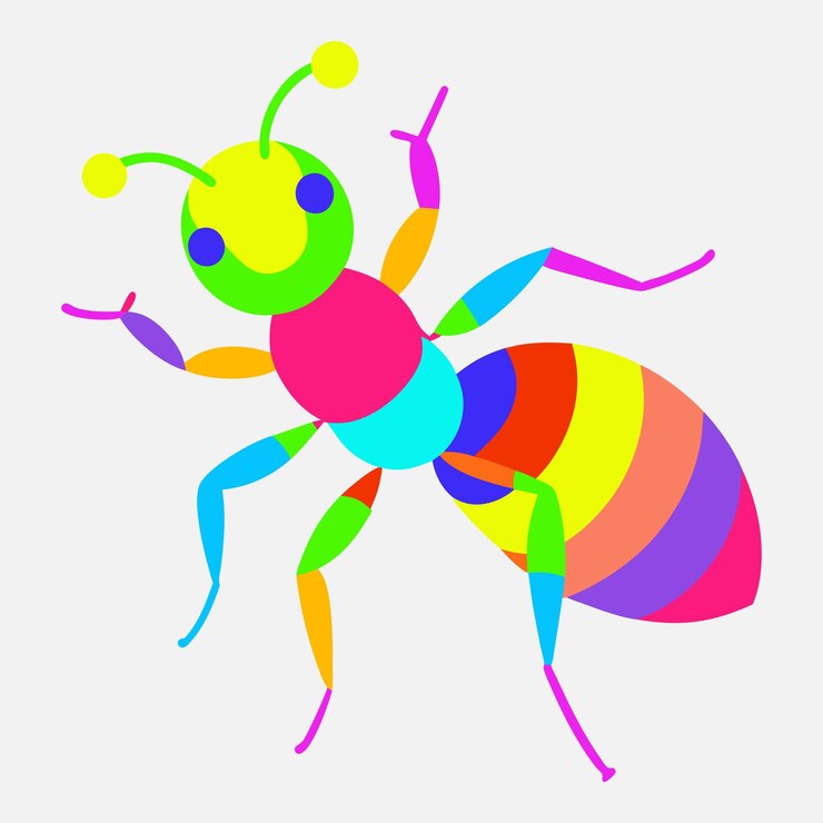 Vector logotipo de hormiga colorida polígono animales de hormiga en resumen colorido baja hormiga poli colorida vector