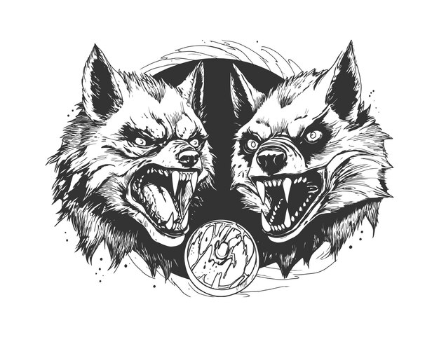 El logotipo de horror de la cabeza del lobo Ilustración vectorial