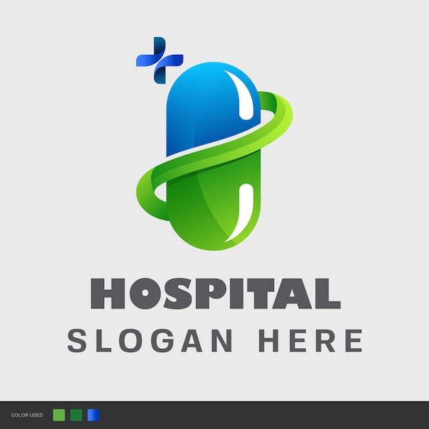 El logotipo del hospital de salud de píldoras