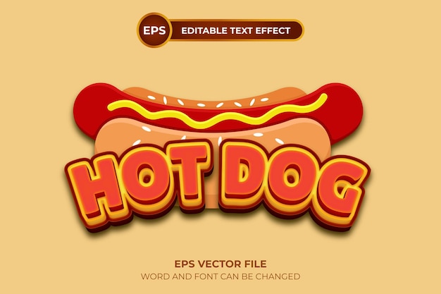 Logotipo de hot dog con efecto de texto editable