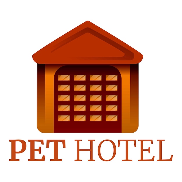 Logotipo del hotel de mascotas caricatura del logotipo vectorial del hotel de mascotas para el diseño web aislado sobre fondo blanco