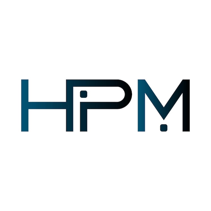 Vector el logotipo de hpm, el monograma inicial, la marca, la letra, el sello, el diseño de símbolos de tipografía minimalista moderna.