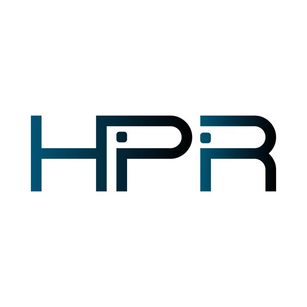 El logotipo de HPR, el monograma inicial, la marca, la letra, el sello, el diseño de símbolos de tipografía minimalista moderna.