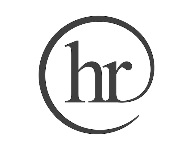 Logotipo de HR de dos letras con forma de círculo estilo de signo de correo electrónico H y R logotipo redondo de la empresa comercial