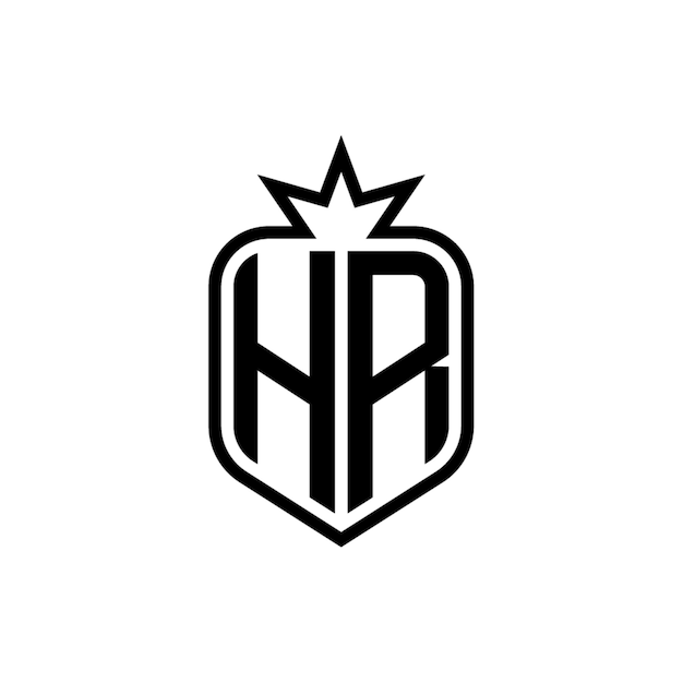 El logotipo de HR está diseñado con monograma, letra, texto, nombre, símbolo, logotipo monocromático, carácter alfabético y logotipo simple.
