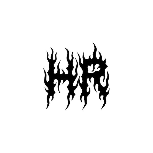 El logotipo de HR está diseñado con monograma, letra, texto, nombre, símbolo, logotipo monocromático, carácter alfabético y logotipo simple.
