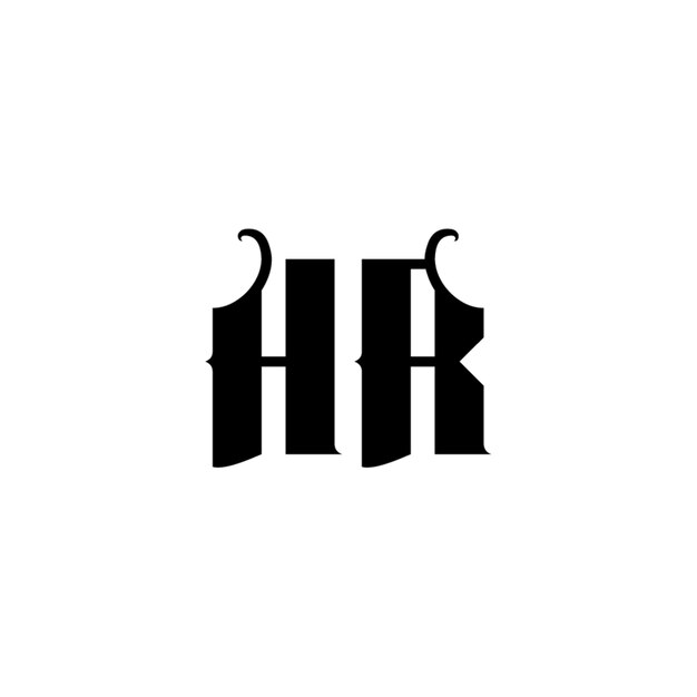 El logotipo de HR está diseñado con monograma, letra, texto, nombre, símbolo, logotipo monocromático, carácter alfabético y logotipo simple.