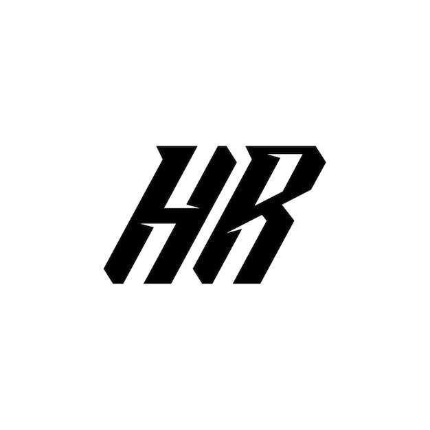 El logotipo de HR está diseñado con monograma, letra, texto, nombre, símbolo, logotipo monocromático, carácter alfabético y logotipo simple.