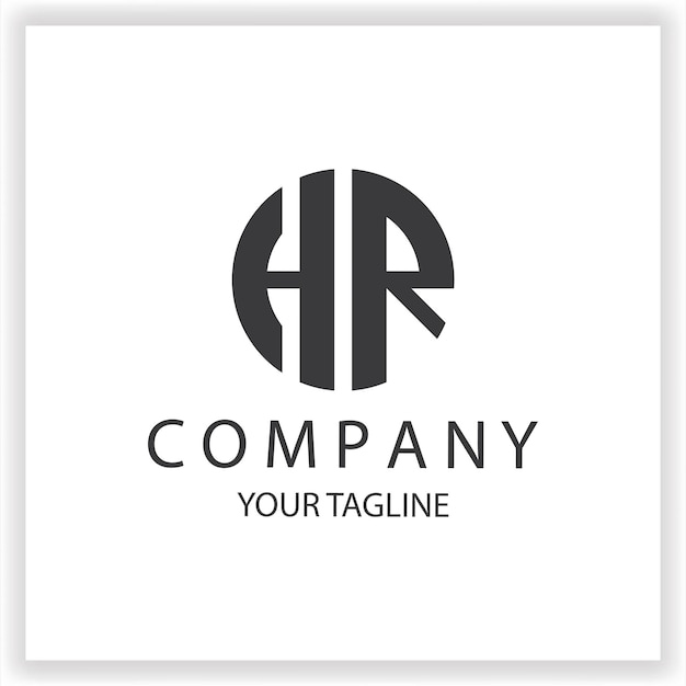 Logotipo de HR monograma sencillo y moderno círculo de color negro plantilla de diseño de vector elegante premium eps 10