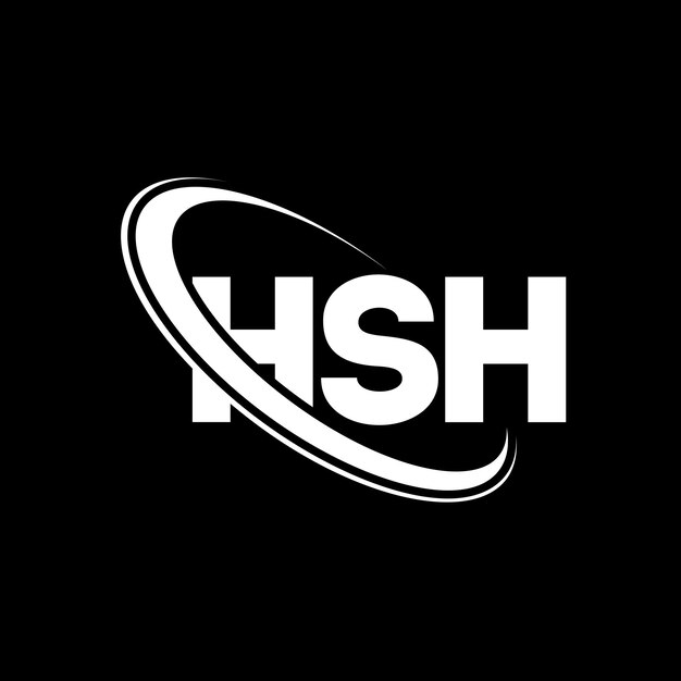El logotipo de HSH, la letra HSH, el diseño del logotipo, las iniciales, el logotipo HSH vinculado con un círculo y un monograma en mayúsculas, la tipografía HSH para el negocio tecnológico y la marca inmobiliaria.