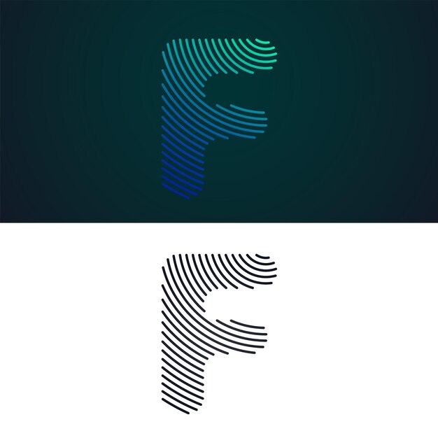 logotipo de huella digital letra F