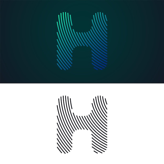 Vector logotipo de huella digital de letra h