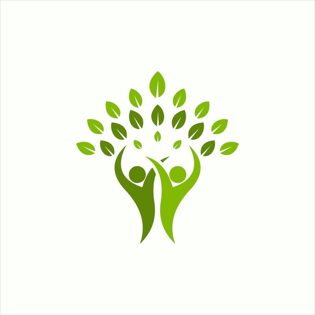 Logotipo humano de hoja de árbol