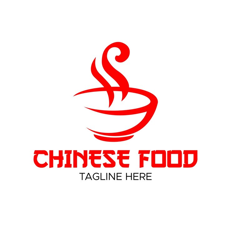 Vector el logotipo de humo del cuenco rojo de la comida china