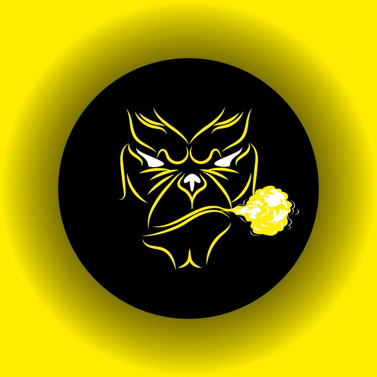 Vector logotipo de humo de gorilla vape con estilo de arte de línea dibujado a mano