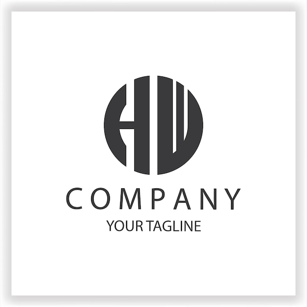 Logotipo HW monograma sencillo y moderno círculo de color negro plantilla de diseño de vector elegante premium eps 10