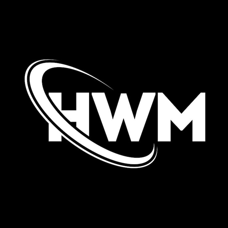 Vector logotipo de hwm hwm letra hwm diseño de logotipo de letra iniciales logotipo hwm vinculado con círculo y mayúscula logotipo de monograma hwm tipografía para negocios tecnológicos y marca inmobiliaria