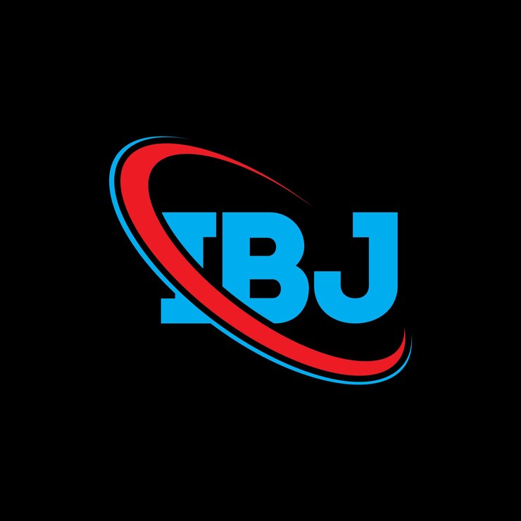 Vector el logotipo de ibj, la letra ibj, el diseño del logotipo de la carta ibj, las iniciales del logotipo ibj vinculadas con círculo y mayúscula, el logotipo del monograma, la tipografía ibj para el negocio tecnológico y la marca inmobiliaria.
