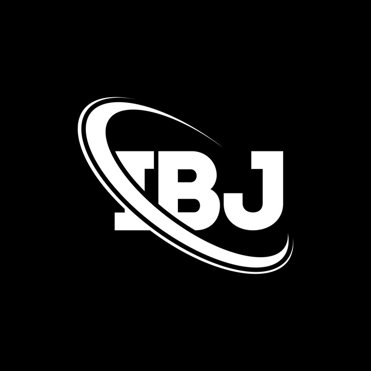 Vector el logotipo de ibj, la letra ibj, el diseño del logotipo de la carta ibj, las iniciales del logotipo ibj vinculadas con círculo y mayúscula, el logotipo del monograma, la tipografía ibj para el negocio tecnológico y la marca inmobiliaria.