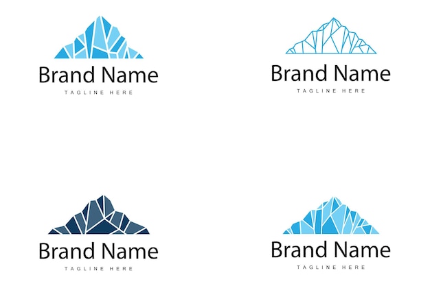 Logotipo De Iceberg Diseño De Logotipo De La Antártida Plantilla De Ilustración De Vector De Paisaje De Naturaleza Simple