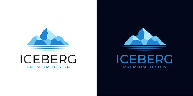 Logotipo de iceberg de montaña. pico de hielo geométrico hielo flotante montaña hielo tierra glaciar diseño vectorial