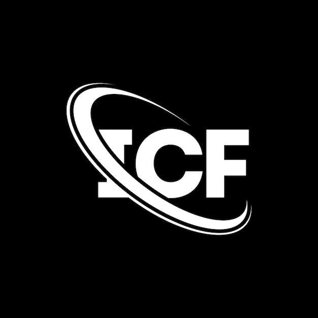 El logotipo ICF, la letra ICF, el diseño del logotipo de la carta ICF, las iniciales, el logotipo de ICF vinculado con un círculo y un monograma en mayúsculas, la tipografía de ICF para el negocio tecnológico y la marca inmobiliaria.